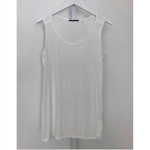 ELIE TAHARI WHITE CRYSTAL EMBELLISHED  MODAL TANK TOP SIZE XS NWOTS!